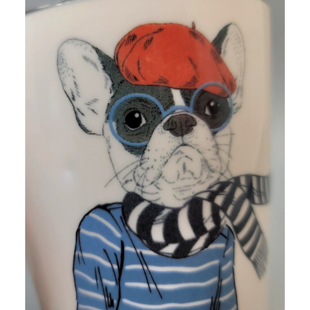 Hipster Frenchie in Glasses Anthropomorphic Animal Coffee Mug Signature 16.5 oz - Picture 11 of 11